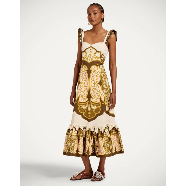 La DoubleJ Gingerbread Dress in Cocoon Placée Brown - Dresses - Milanese Maximalist Fashion at Luxury Shoes 