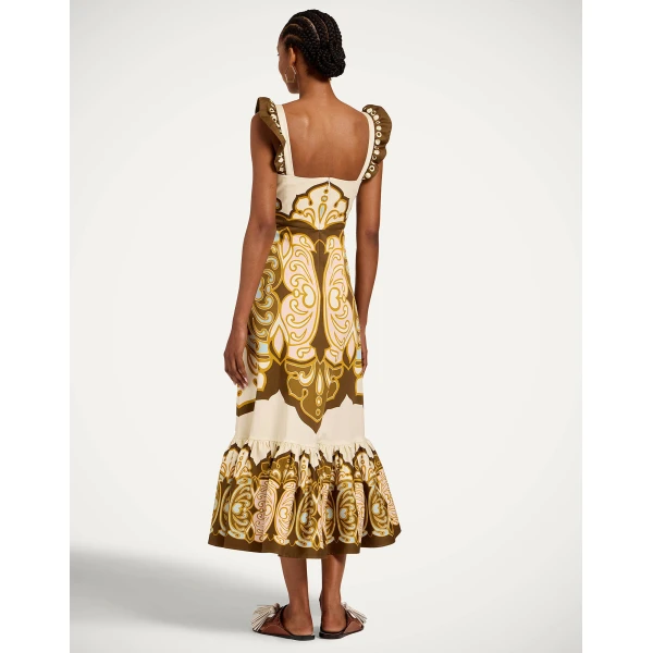 La DoubleJ Gingerbread Dress in Cocoon Placée Brown - Dresses - Milanese Maximalist Fashion at Luxury Shoes 