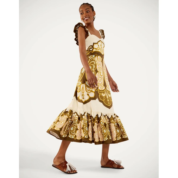 La DoubleJ Gingerbread Dress in Cocoon Placée Brown - Dresses - Milanese Maximalist Fashion at Luxury Shoes 