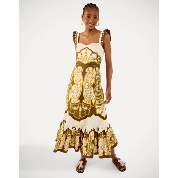 La DoubleJ Gingerbread Dress in Cocoon Placée Brown - Dresses - Milanese Maximalist Fashion at Luxury Shoes 