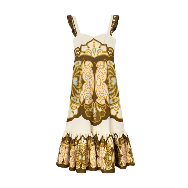 La DoubleJ Gingerbread Dress in Cocoon Placée Brown - Dresses - Milanese Maximalist Fashion at Luxury Shoes 