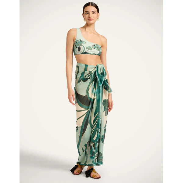 La DoubleJ Goddess Top in Blooming Tulip Placée Mint - Beachwear - Milanese Maximalist Fashion at Luxury Shoes 