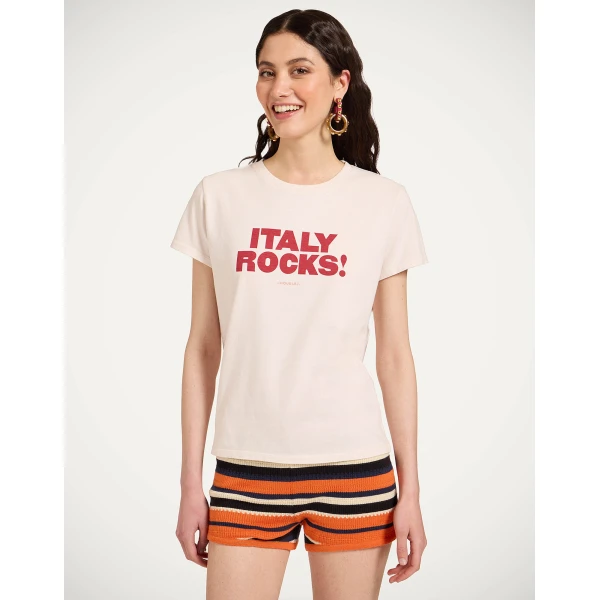 La DoubleJ High Tee Shirt in Solid Ecru - Tops - Milanese Maximalist Fashion at Luxury Shoes 