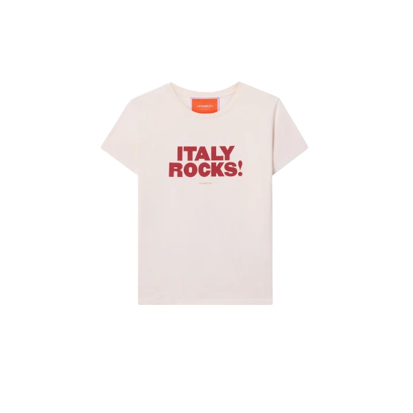 La DoubleJ High Tee Shirt in Solid Ecru - Tops - Milanese Maximalist Fashion at Luxury Shoes 