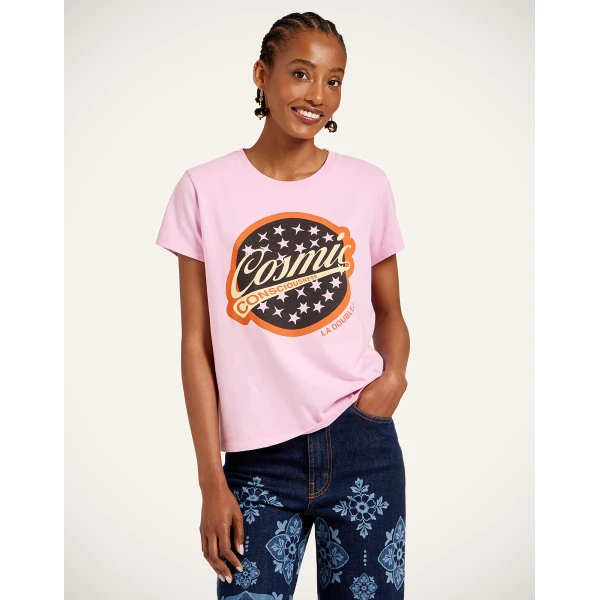 La DoubleJ High Tee Shirt in Solid Lilac - Tops - Milanese Maximalist Fashion at Luxury Shoes 