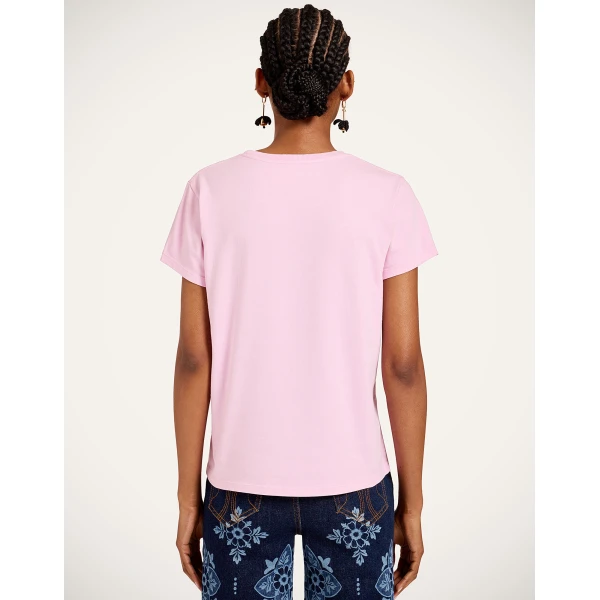 La DoubleJ High Tee Shirt in Solid Lilac - Tops - Milanese Maximalist Fashion at Luxury Shoes 