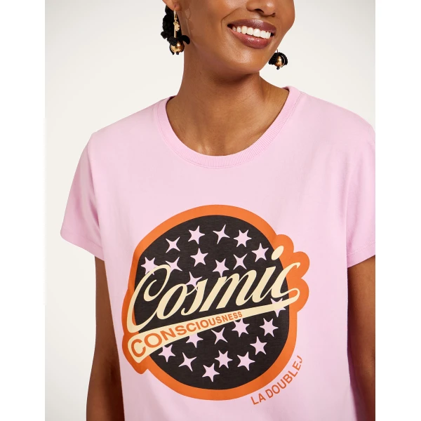 La DoubleJ High Tee Shirt in Solid Lilac - Tops - Milanese Maximalist Fashion at Luxury Shoes 
