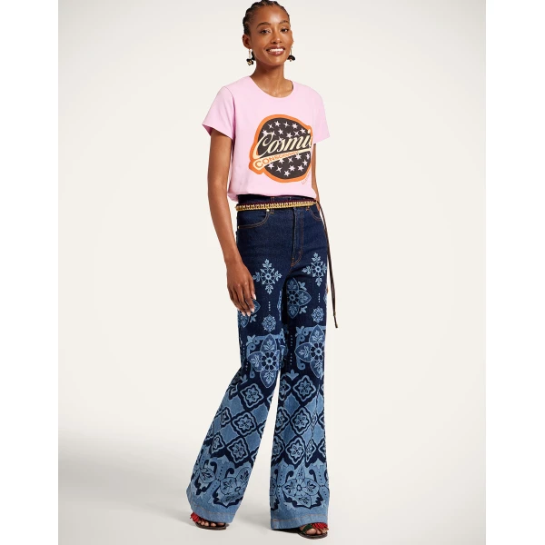 La DoubleJ High Tee Shirt in Solid Lilac - Tops - Milanese Maximalist Fashion at Luxury Shoes 