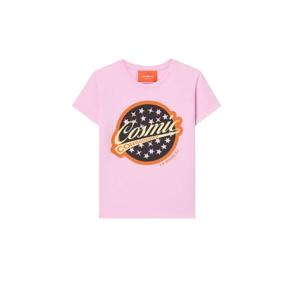 La DoubleJ High Tee Shirt in Solid Lilac - Tops - Milanese Maximalist Fashion at Luxury Shoes 