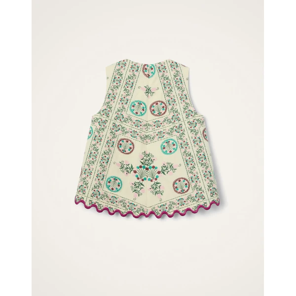 La DoubleJ La Scala Top in Florette Tiles Ecru - Tops - Milanese Maximalist Fashion at Luxury Shoes 