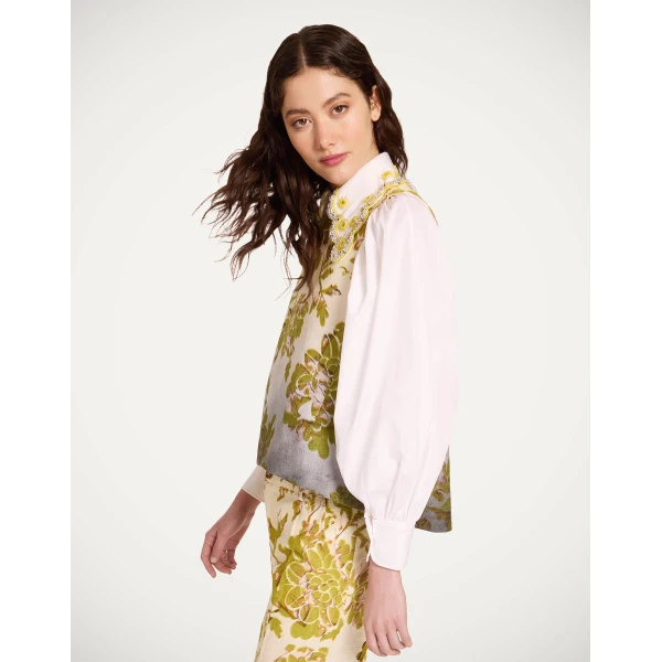 La DoubleJ La Scala Top in Oasis Ombré Placée Green & Black - Tops - Milanese Maximalist Fashion at Luxury Shoes 