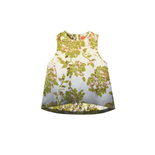 La DoubleJ La Scala Top in Oasis Ombré Placée Green & Black - Tops - Milanese Maximalist Fashion at Luxury Shoes 