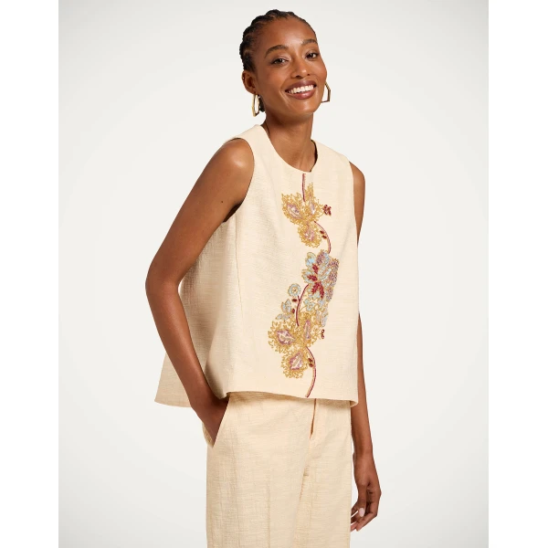 La DoubleJ La Scala Top in Solid Ivory - Tops - Milanese Maximalist Fashion at Luxury Shoes 
