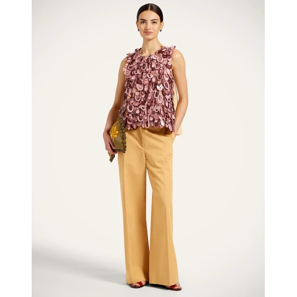 La DoubleJ La Scala Top in Solid Light Beige - Tops - Milanese Maximalist Fashion at Luxury Shoes 