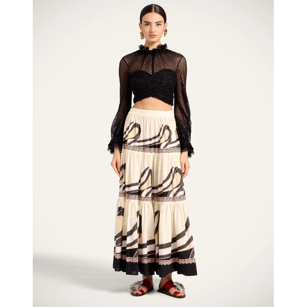 La DoubleJ Lacey En Pointe Top in Solid Black - Tops - Milanese Maximalist Fashion at Luxury Shoes 