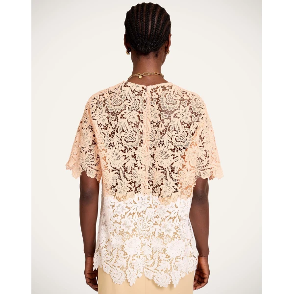 La DoubleJ Lacey House T-Shirt in Solid Apricot - Tops - Milanese Maximalist Fashion at Luxury Shoes 
