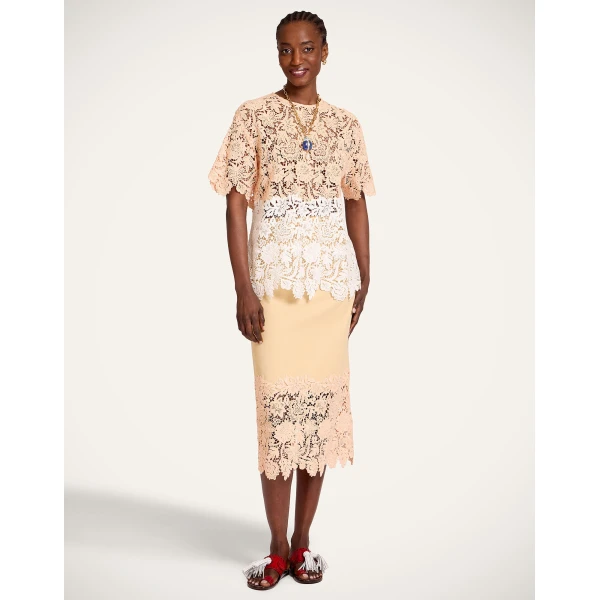 La DoubleJ Lacey House T-Shirt in Solid Apricot - Tops - Milanese Maximalist Fashion at Luxury Shoes 