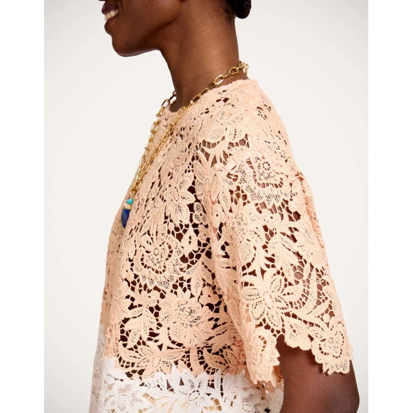 La DoubleJ Lacey House T-Shirt in Solid Apricot - Tops - Milanese Maximalist Fashion at Luxury Shoes 