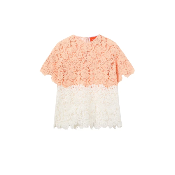 La DoubleJ Lacey House T-Shirt in Solid Apricot - Tops - Milanese Maximalist Fashion at Luxury Shoes 