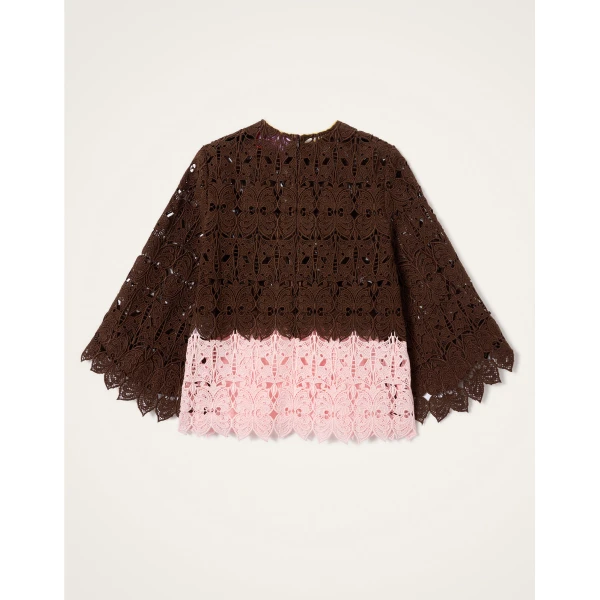 La DoubleJ Lacey Make An Exit Top in Color Block Chocolate & Pink - Tops - Milanese Maximalist Fashion at Luxury Shoes 