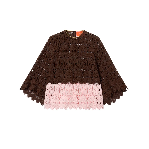 La DoubleJ Lacey Make An Exit Top in Color Block Chocolate & Pink - Tops - Milanese Maximalist Fashion at Luxury Shoes 