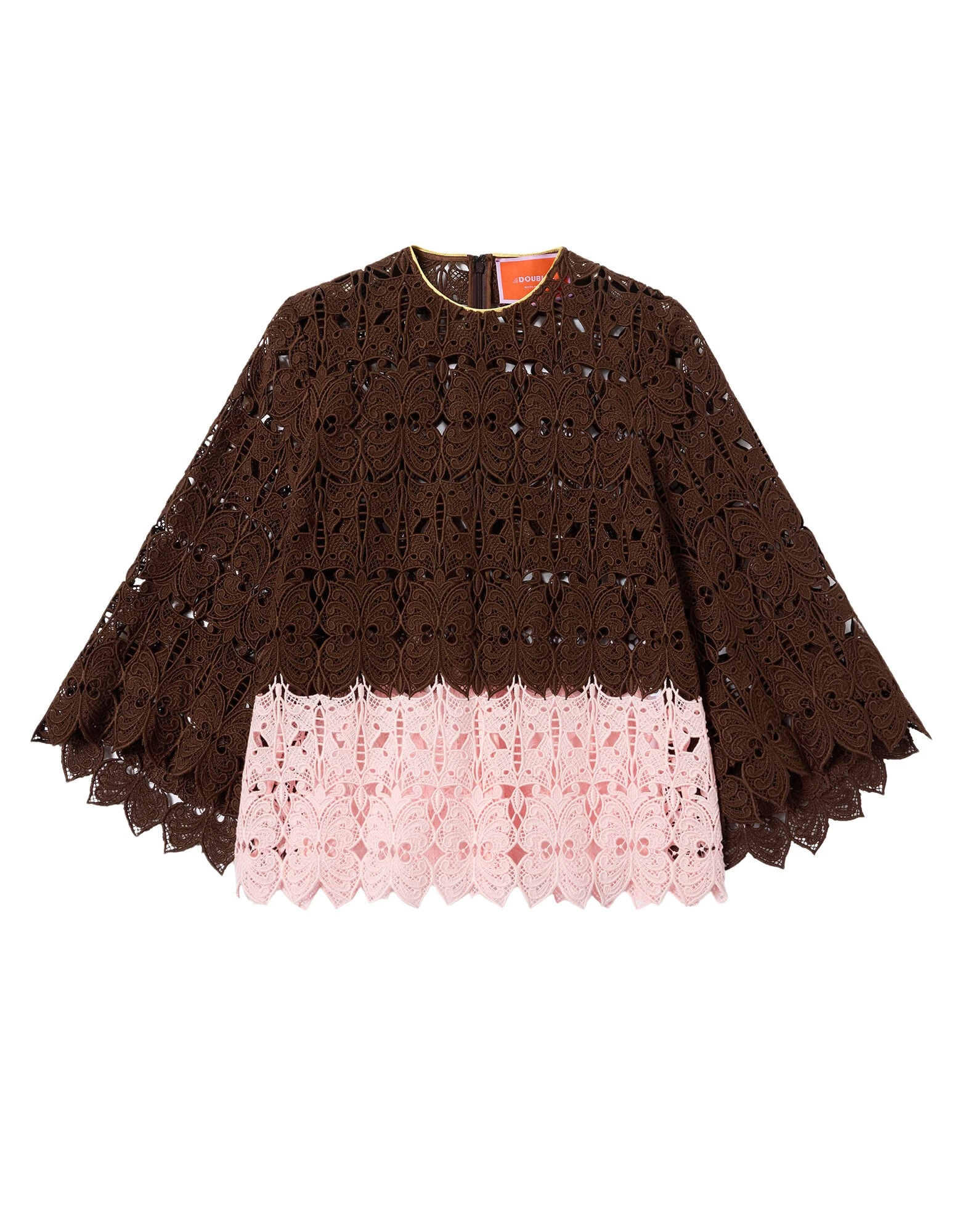La-DoubleJ-Lacey-Make-An-Exit-Top-in-Color-Block-Chocolate-Pink49108_nobg La DoubleJ Lacey Make An Exit Top in Color Block Chocolate & Pink - Tops - Milanese Maximalist Fashion at Luxury Shoes