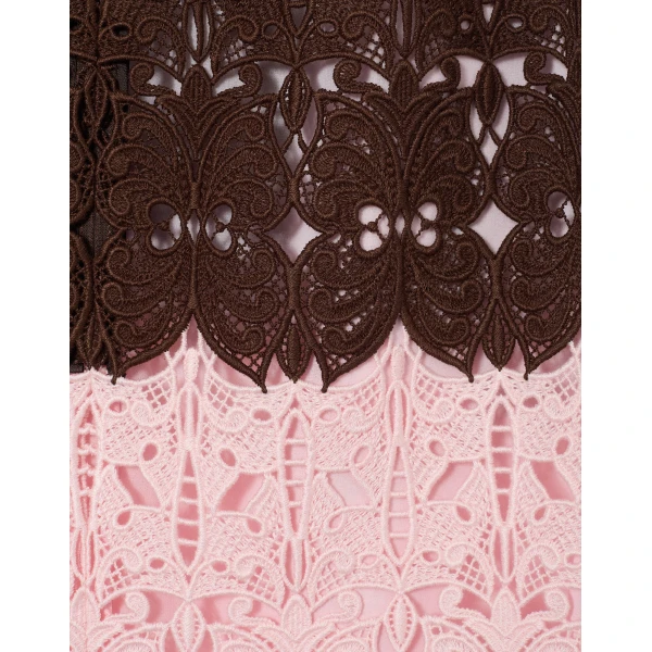 La DoubleJ Lacey Mini Baia Skirt in Color Block Chocolate & Pink - Skirts - Milanese Maximalist Fashion at Luxury Shoes 