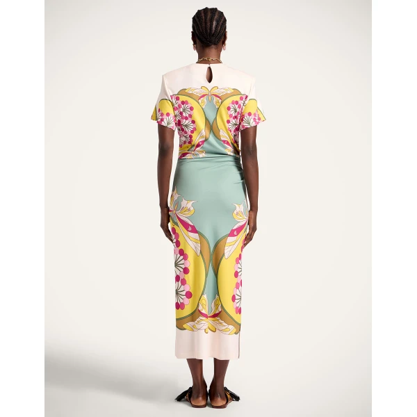 La DoubleJ Lela Dress in Florette Placée Fuchsia - Dresses - Milanese Maximalist Fashion at Luxury Shoes 