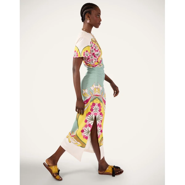 La DoubleJ Lela Dress in Florette Placée Fuchsia - Dresses - Milanese Maximalist Fashion at Luxury Shoes 