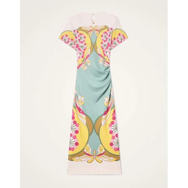 La DoubleJ Lela Dress in Florette Placée Fuchsia - Dresses - Milanese Maximalist Fashion at Luxury Shoes 