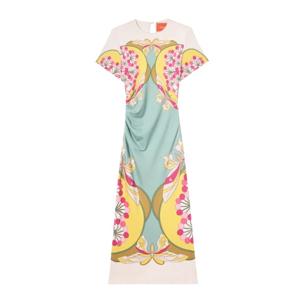 La DoubleJ Lela Dress in Florette Placée Fuchsia - Dresses - Milanese Maximalist Fashion at Luxury Shoes 