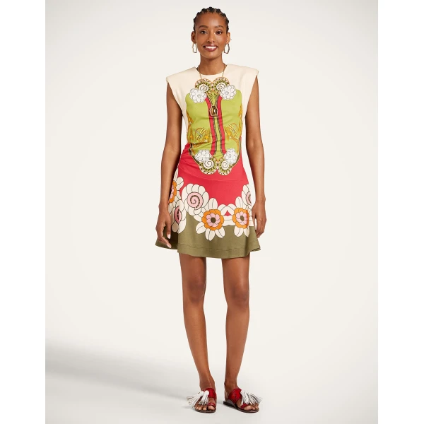 La DoubleJ Lela Mini Dress in Ambrosia Placée Green - Dresses - Milanese Maximalist Fashion at Luxury Shoes 