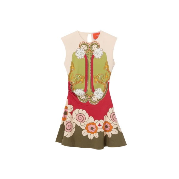 La DoubleJ Lela Mini Dress in Ambrosia Placée Green - Dresses - Milanese Maximalist Fashion at Luxury Shoes 