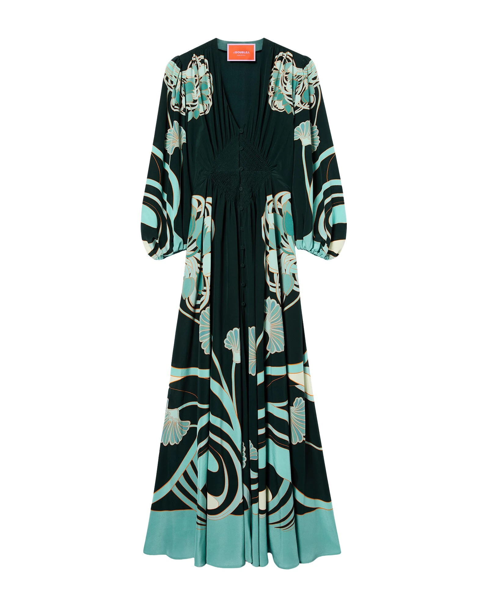 La-DoubleJ-Long-Camerino-Dress-in-Blooming-Tulip-Placee-Dark-Green61332_nobg La DoubleJ Long Camerino Dress in Blooming Tulip Placée Dark Green - Dresses - Milanese Maximalist Fashion at Luxury Shoes
