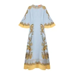 La DoubleJ Long Sorella Dress in Oceania Placée Light Blue - Dresses - Milanese Maximalist Fashion at Luxury Shoes 