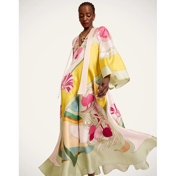 La DoubleJ Magnifico Dress in Tulip Placée Green - Dresses - Milanese Maximalist Fashion at Luxury Shoes 