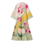 La DoubleJ Magnifico Dress in Tulip Placée Green - Dresses - Milanese Maximalist Fashion at Luxury Shoes 