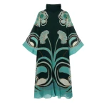 La DoubleJ Magnifico Midi Dress in Blooming Tulip Placée Dark Green - Dresses - Milanese Maximalist Fashion at Luxury Shoes 