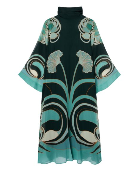 La DoubleJ Magnifico Midi Dress in Blooming Tulip Placée Dark Green - Dresses - Milanese Maximalist Fashion at Luxury Shoes 