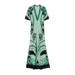 La DoubleJ Marlene Dress in Blooming Tulip Placée Mint - Dresses - Milanese Maximalist Fashion at Luxury Shoes 
