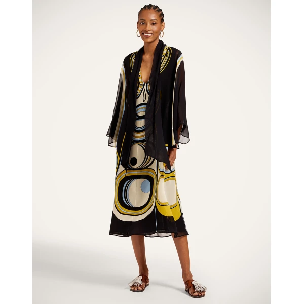 La DoubleJ Midi Magnifico Dress in Sanctuary Placée Black - Dresses - Milanese Maximalist Fashion at Luxury Shoes 