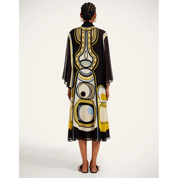 La DoubleJ Midi Magnifico Dress in Sanctuary Placée Black - Dresses - Milanese Maximalist Fashion at Luxury Shoes 