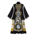 La DoubleJ Midi Magnifico Dress in Sanctuary Placée Black - Dresses - Milanese Maximalist Fashion at Luxury Shoes 
