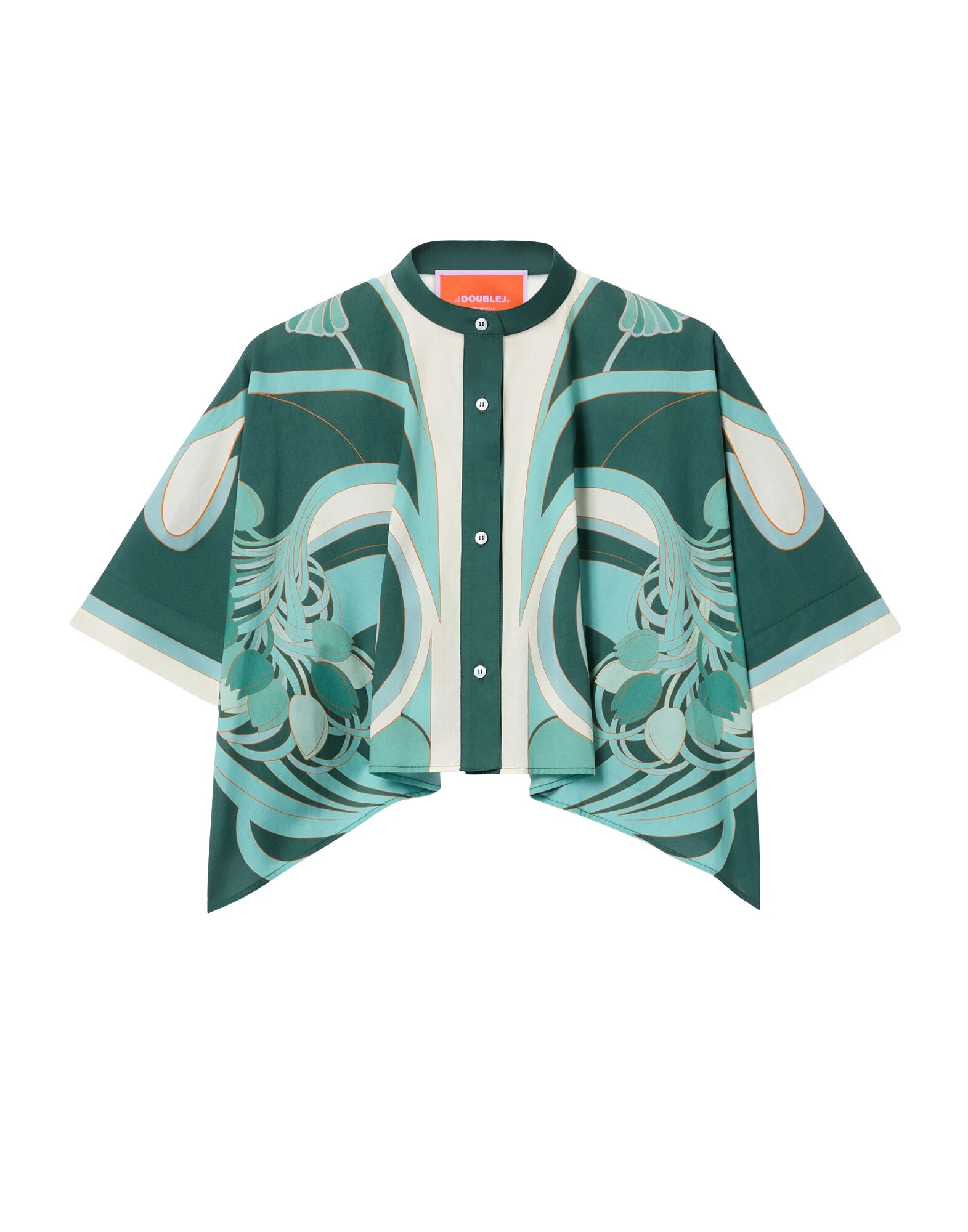 La-DoubleJ-Mini-Foulard-Shirt-in-Blooming-Tulip-Placee-Mint32570_nobg La DoubleJ Mini Foulard Shirt in Blooming Tulip Placée Mint - Tops - Milanese Maximalist Fashion at Luxury Shoes