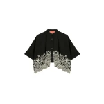 La DoubleJ Mini Foulard Shirt in Eclipse Solid Black - Tops - Milanese Maximalist Fashion at Luxury Shoes 