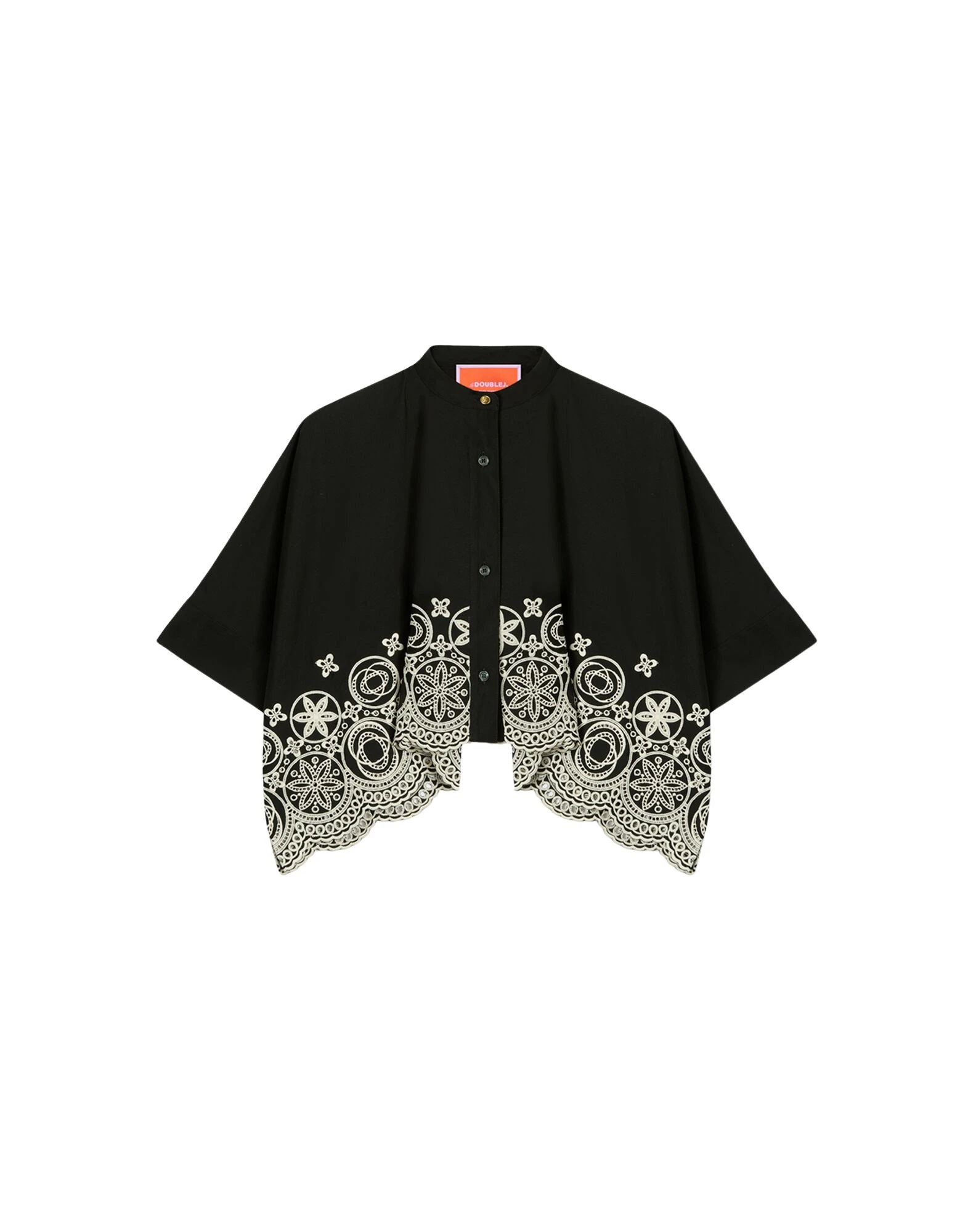 La-DoubleJ-Mini-Foulard-Shirt-in-Eclipse-Solid-Black15563_nobg La DoubleJ Mini Foulard Shirt in Eclipse Solid Black - Tops - Milanese Maximalist Fashion at Luxury Shoes
