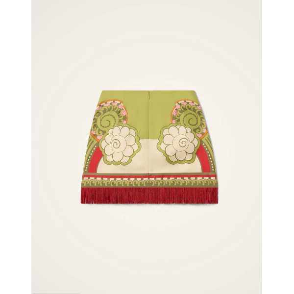 La DoubleJ Mini Foulard Skirt in Ambrosia Placée Green - Skirts - Milanese Maximalist Fashion at Luxury Shoes 