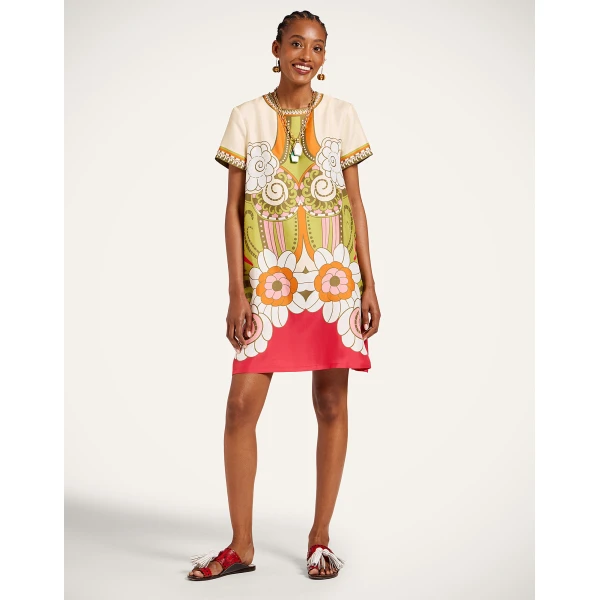 La DoubleJ Mini Swing Dress in Ambrosia Placée Green - Dresses - Milanese Maximalist Fashion at Luxury Shoes 