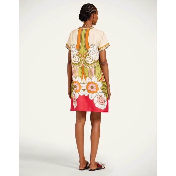 La DoubleJ Mini Swing Dress in Ambrosia Placée Green - Dresses - Milanese Maximalist Fashion at Luxury Shoes 