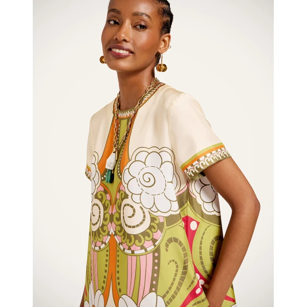 La DoubleJ Mini Swing Dress in Ambrosia Placée Green - Dresses - Milanese Maximalist Fashion at Luxury Shoes 